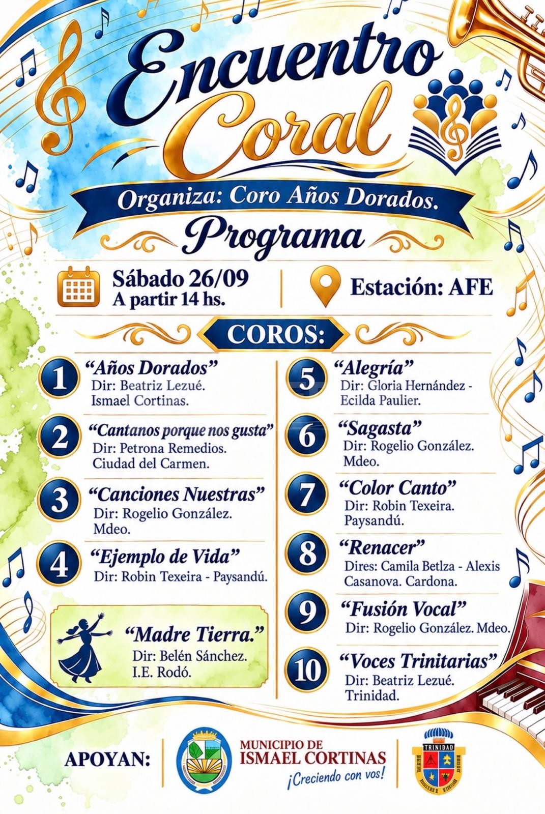 Coro Años Dorados de Ismael Cortinas organiza encuentro coral este sábado 26 de septiembre — imagen 2