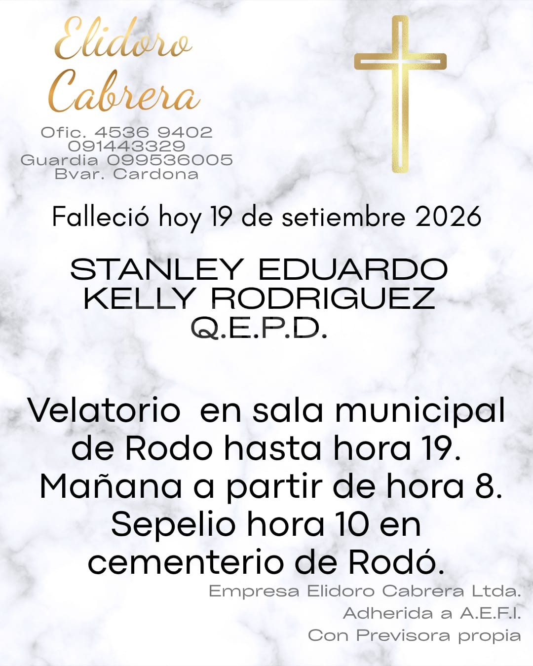 Falleció Stanley Eduardo Kelly Rodríguez
