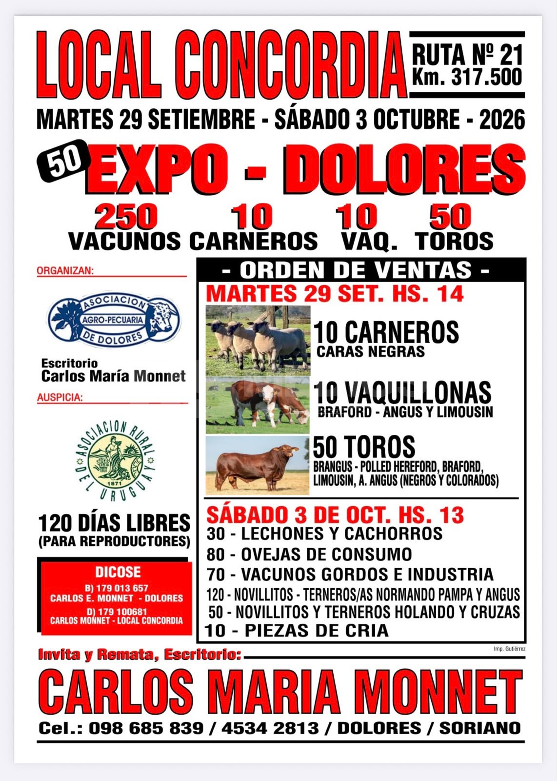 Expo Dolores se realizará en dos jornadas con venta de vientres y reproductores