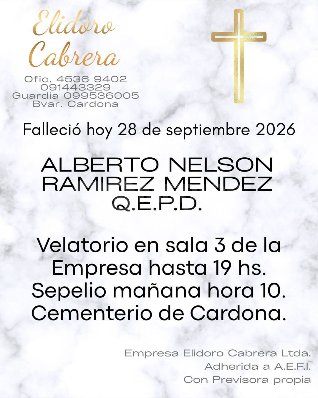 Falleció Alberto Nelson Ramírez Méndez en Cardona