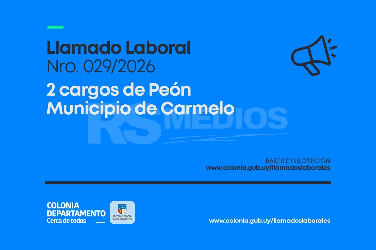 Llamado a interesados en cargos de peón para Municipio de Carmelo