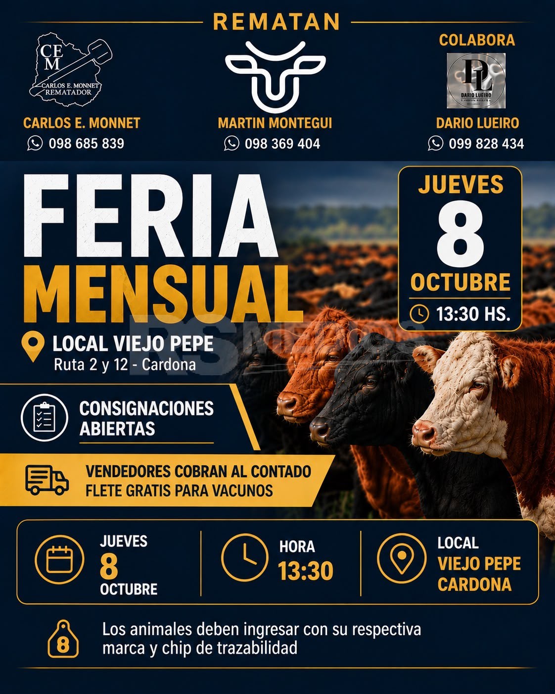 Feria mensual en Local Viejo Pepe: remate este jueves 8 de octubre desde las 13:30.