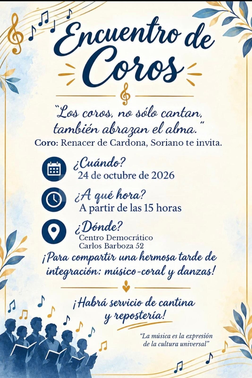 Cardona será sede de un encuentro de coros el sábado 24 de octubre