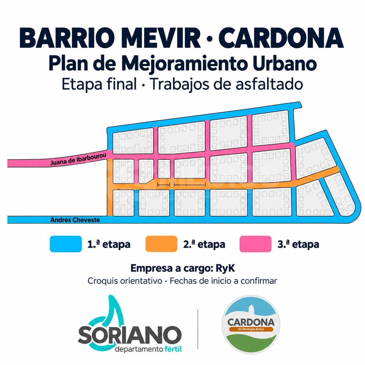 Cardona inicia la bituminización final en barrio MEVIR desde el 21 de octubre