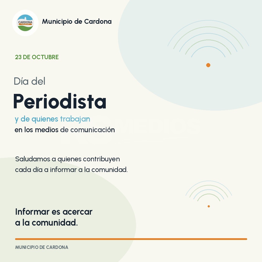 El Municipio de Cardona saluda a los periodistas en su día