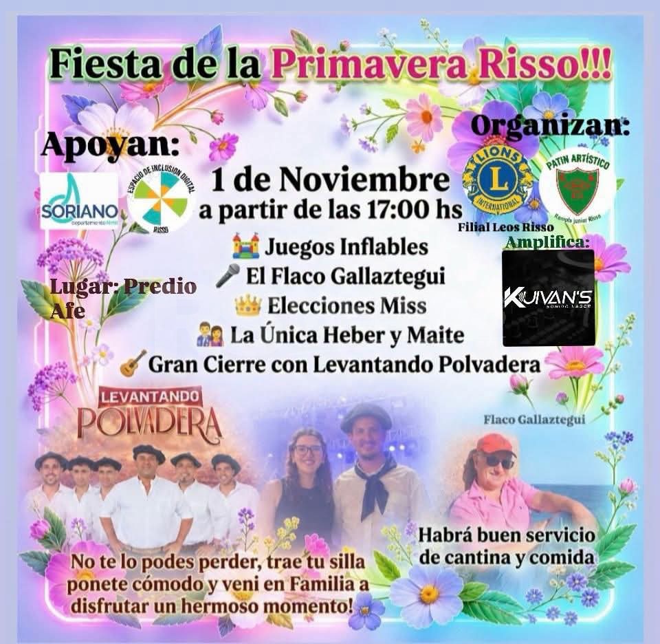 La Fiesta de la Primavera de Risso se celebrará el domingo 1 de noviembre